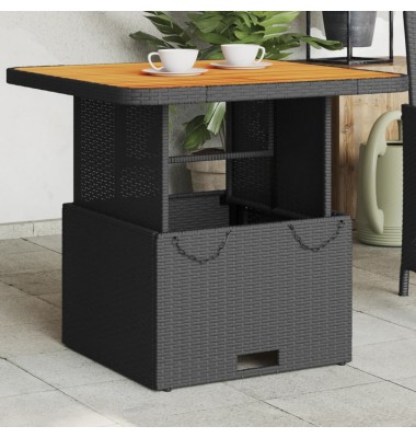  Sodo stalas, juodas, 80x80x71cm, poliratanas/akacijos mediena - Lauko stalai, staliukai - 1