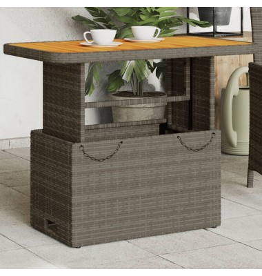  Sodo stalas, pilkas, 90x55x71cm, poliratanas/akacijos mediena - Lauko stalai, staliukai - 1