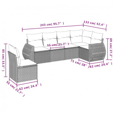  Sofos komplektas su pagalvėlėmis, 6 dalių, smėlio, poliratanas - Lauko baldų komplektai - 3