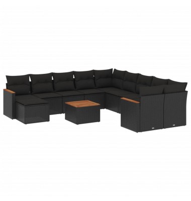  Sofos komplektas su pagalvėlėmis, 12 dalių, juodas, poliratanas - Lauko baldų komplektai - 2