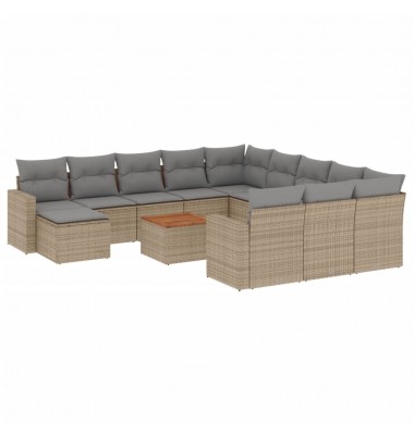  Sofos komplektas su pagalvėlėmis, 13 dalių, smėlio, poliratanas - Lauko baldų komplektai - 2