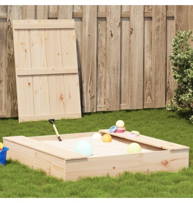  Smėlio dėžė su dangčiu, 111x111x19,5cm, pušies medienos masyvas - Žaidimų nameliai, batutai, smėlio dėžės - 1