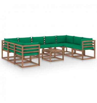 Sodo poilsio komplektas su žaliomis pagalvėlėmis, 10 dalių - Lauko baldų komplektai - 1