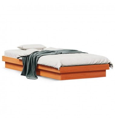  LED lovos rėmas, vaško rudas, 90x200cm, pušies medienos masyvas - Lovos - 1