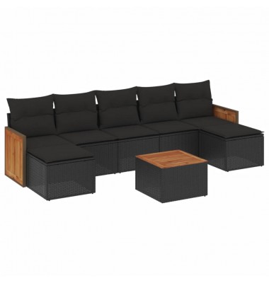  Sofos komplektas su pagalvėlėmis, 8 dalių, juodas, poliratanas - Lauko baldų komplektai - 2