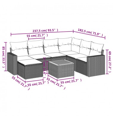  Sofos komplektas su pagalvėlėmis, 8 dalių, smėlio, poliratanas - Moduliniai lauko baldai - 3