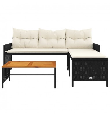  Sodo sofa su stalu/pagalvėlėmis, juoda, poliratanas, L formos - Lauko sofos, lovos - 5