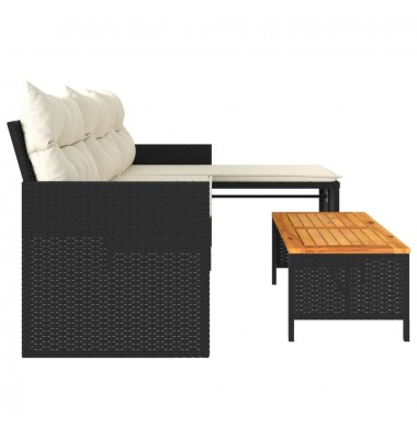  Sodo sofa su stalu/pagalvėlėmis, juoda, poliratanas, L formos - Lauko sofos, lovos - 6