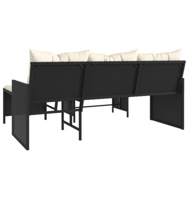  Sodo sofa su stalu/pagalvėlėmis, juoda, poliratanas, L formos - Lauko sofos, lovos - 7