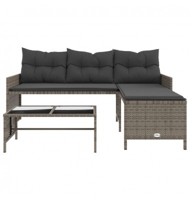  Sodo sofa su stalu/pagalvėlėmis, pilka, poliratanas, L formos - Lauko sofos, lovos - 5