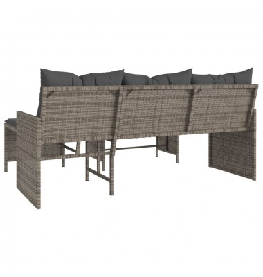  Sodo sofa su stalu/pagalvėlėmis, pilka, poliratanas, L formos - Lauko sofos, lovos - 7