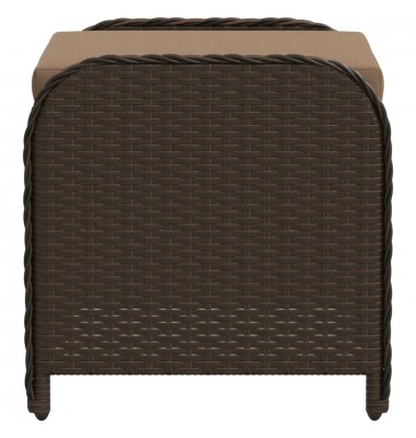  Sodo taburetė su pagalvėle, ruda, 58x46x46cm, poliratanas - Moduliniai lauko baldai - 5