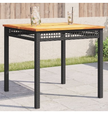  Sodo stalas, juodas, 80x80x75cm, poliratanas/akacijos mediena - Lauko stalai, staliukai - 1
