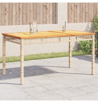  Sodo stalas, smėlio, 140x80x75cm, poliratanas/akacijos mediena - Lauko stalai, staliukai - 1
