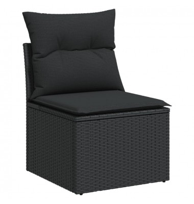  Sofos komplektas su pagalvėlėmis, 6 dalių, juodas, poliratanas - Moduliniai lauko baldai - 3