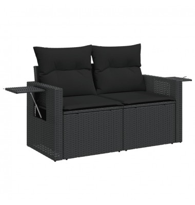  Sofos komplektas su pagalvėlėmis, 6 dalių, juodas, poliratanas - Moduliniai lauko baldai - 4