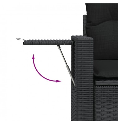  Sofos komplektas su pagalvėlėmis, 6 dalių, juodas, poliratanas - Moduliniai lauko baldai - 7
