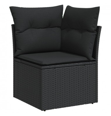  Sofos komplektas su pagalvėlėmis, 13 dalių, juodas, poliratanas - Moduliniai lauko baldai - 5