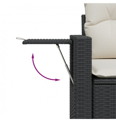  Sofos komplektas su pagalvėlėmis, 7 dalių, juodas, poliratanas - Moduliniai lauko baldai - 6