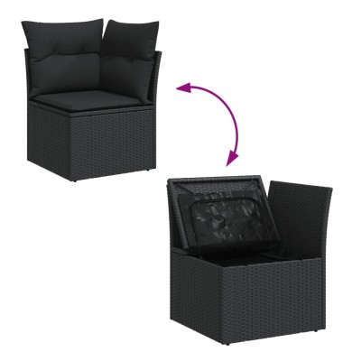  Sofos komplektas su pagalvėlėmis, 12 dalių, juodas, poliratanas - Moduliniai lauko baldai - 8