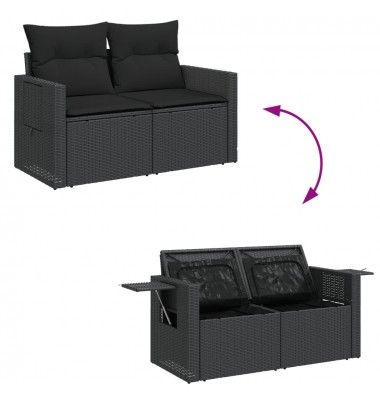  Sofos komplektas su pagalvėlėmis, 12 dalių, juodas, poliratanas - Moduliniai lauko baldai - 9