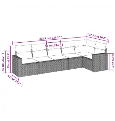  Sofos komplektas su pagalvėlėmis, 6 dalių, juodas, poliratanas - Moduliniai lauko baldai - 3