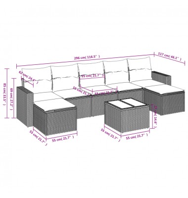  Sodo komplektas su pagalvėlėmis, 8 dalių, pilkas, poliratanas - Moduliniai lauko baldai - 3