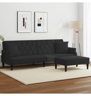  Dvivietė sofa-lova su pagalvėmis ir pakoja, juoda, aksomas - Sofos, sofos-lovos - 1