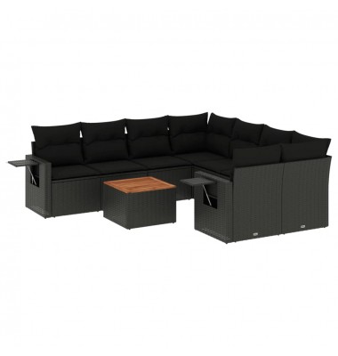  Sodo komplektas su pagalvėlėmis, 9 dalių, juodas, poliratanas - Moduliniai lauko baldai - 2