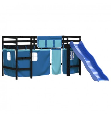 Aukšta vaikiška lova su užuolaidomis, mėlyna, 90x200cm, pušis - Lovos - 4