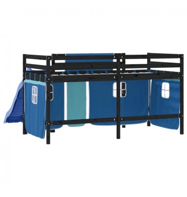 Aukšta vaikiška lova su užuolaidomis, mėlyna, 90x200cm, pušis - Lovos - 7
