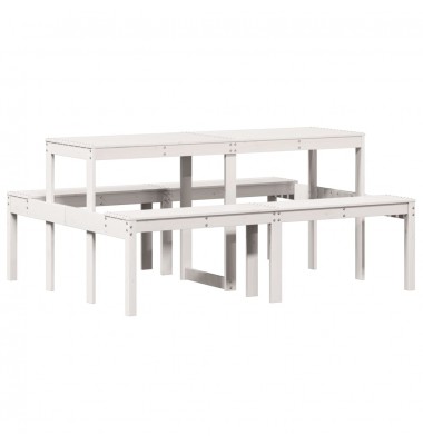  Iškylų stalas, baltas, 160x134x75cm, pušies medienos masyvas - Lauko stalai, staliukai - 6