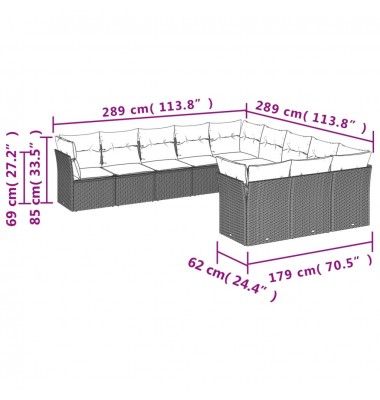  Sodo komplektas su pagalvėlėmis, 11 dalių, juodas, poliratanas - Lauko baldų komplektai - 6