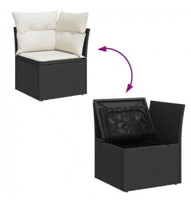  Sofos komplektas su pagalvėlėmis, 8 dalių, juodas, poliratanas - Lauko baldų komplektai - 10