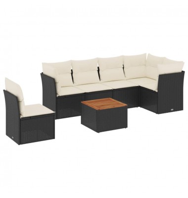  Sofos komplektas su pagalvėlėmis, 7 dalių, juodas, poliratanas - Lauko baldų komplektai - 2