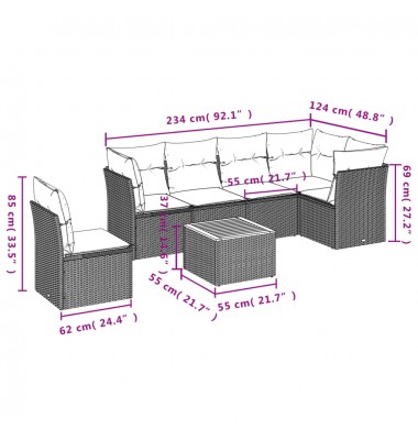  Sofos komplektas su pagalvėlėmis, 7 dalių, juodas, poliratanas - Lauko baldų komplektai - 10