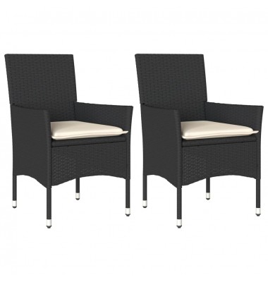  Sodo kėdės su pagalvėlėmis, 2vnt., juodos spalvos, poliratanas - Lauko kėdės - 2