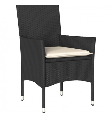  Sodo kėdės su pagalvėlėmis, 2vnt., juodos spalvos, poliratanas - Lauko kėdės - 4