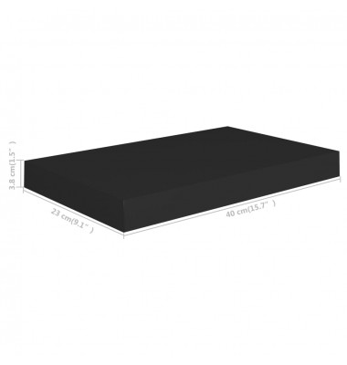  Pakabinamos sieninės lentynos, 4vnt., juodos, 40x23x3,8cm, MDF - Pakabinamos lentynos, spintelės - 8