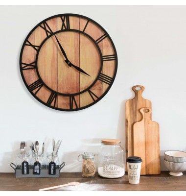  Sieninis laikrodis, rudas ir juodas, 39cm, MDF ir geležis - Laikrodžiai - 1