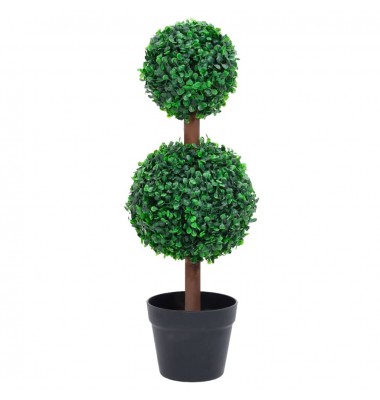  Dirbtinis buksmedis vazone, žalias, 60cm, rutulio formos - Dirbtiniai augalai - 1