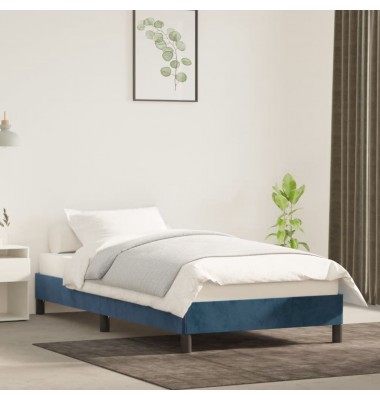  Lovos rėmas be čiužinio tamsiai mėlynas 90x190 cm aksomas - Lovos - 1