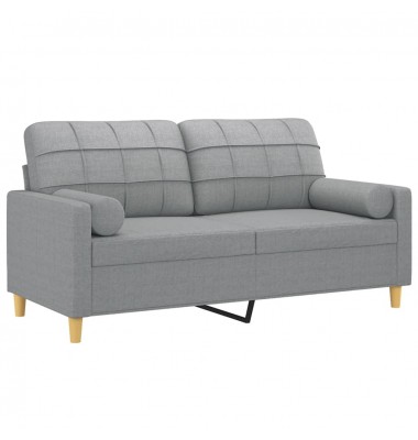  Dvivietė sofa su pagalvėlėmis, šviesiai pilka, 140cm, audinys - Sofos, sofos-lovos - 3