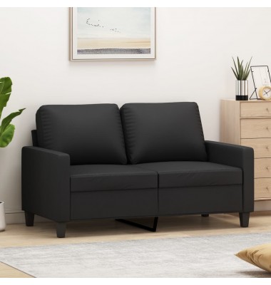  Dvivietė sofa, juodos spalvos, 120cm, dirbtinė oda - Sofos, sofos-lovos - 1